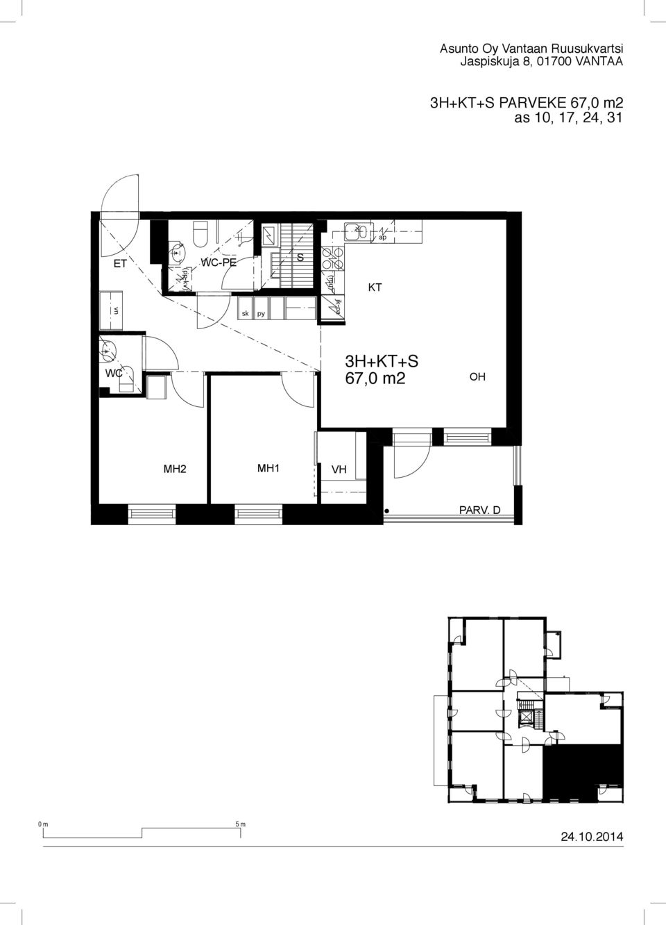 PARVEKE 67,0 m2 as 10, 17, 24,