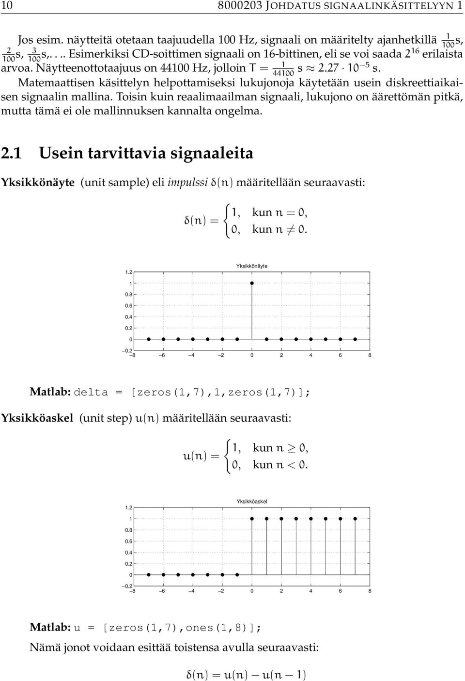 Matemaattisen käsittelyn helpottamiseksi lukujonoja käytetään usein diskreettiaikaisen signaalin mallina.