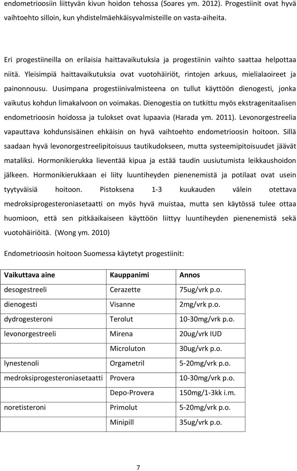 Uusimpana progestiinivalmisteena on tullut käyttöön dienogesti, jonka vaikutus kohdun limakalvoon on voimakas.