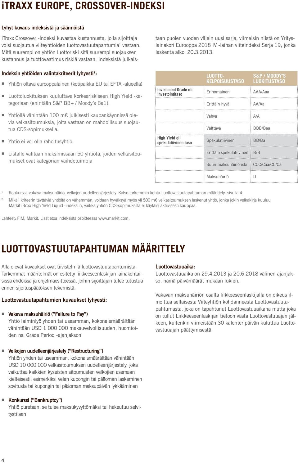 Indeksistä julkaistaan puolen vuoden välein uusi sarja, viimeisin niistä on Yrityslainakori Eurooppa 2018 IV -lainan viiteindeksi Sarja 19, jonka laskenta alkoi 20.3.2013.