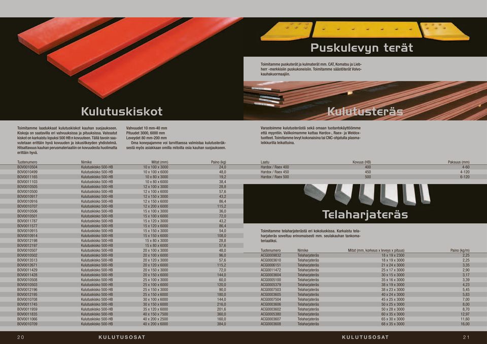 Tällä tavoin saavutetaan erittäin hyvä kovuuden ja iskusitkeyden yhdistelmä. Hitsattavuus kauhan perusmateriaaliin on kovuudesta huolimatta erittäin hyvä.