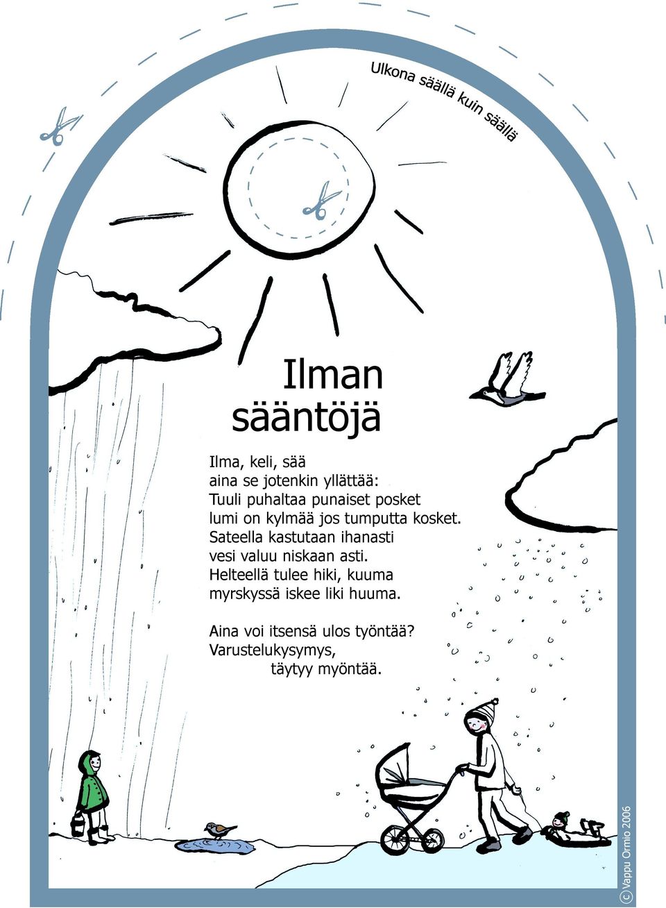 Sateella kastutaan ihanasti vesi valuu niskaan asti.
