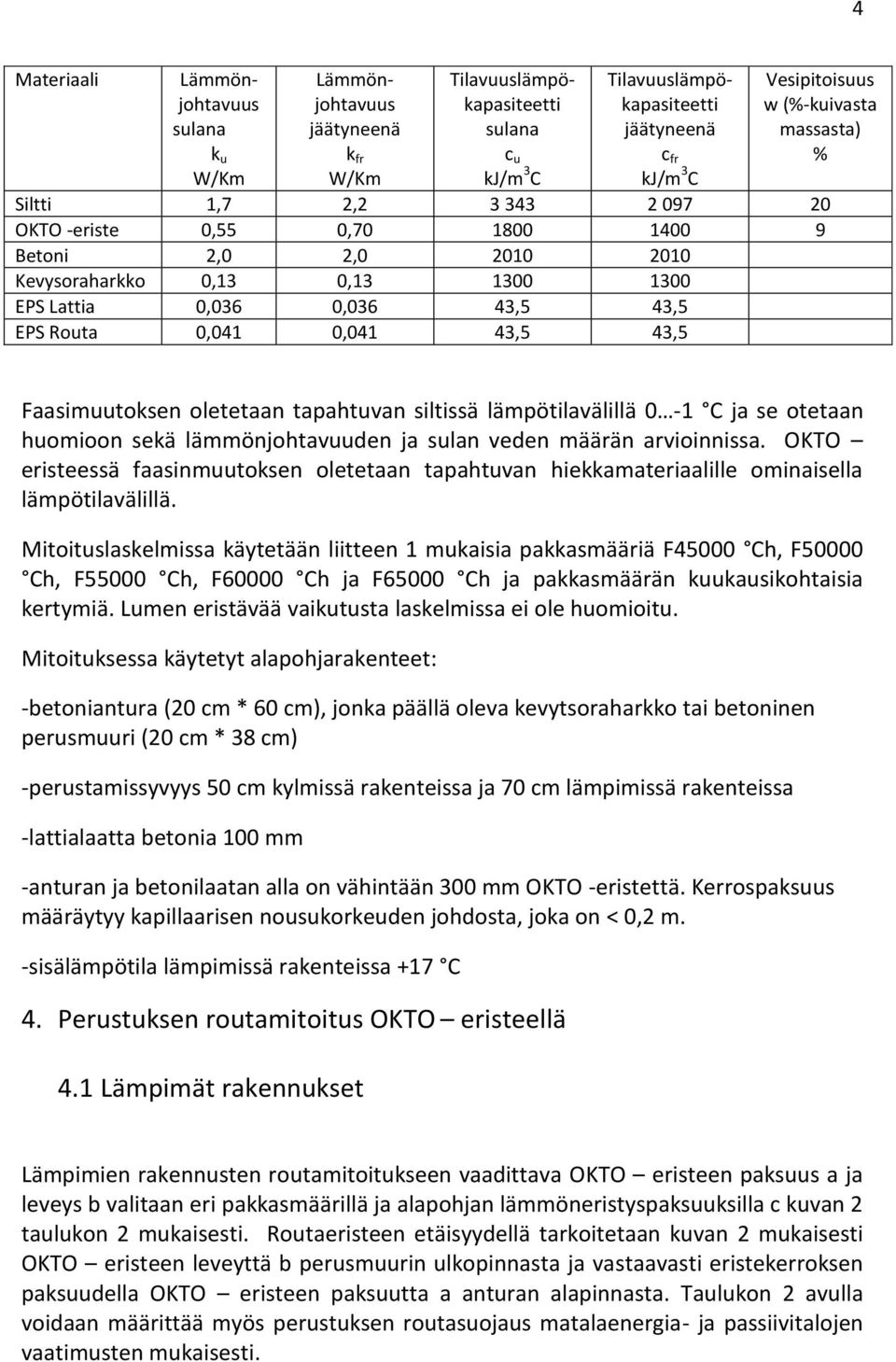 oletetaan tapahtuvan siltissä lämpötilavälillä -1 C ja se otetaan huomioon sekä lämmönjohtavuuden ja sulan veden määrän arvioinnissa.