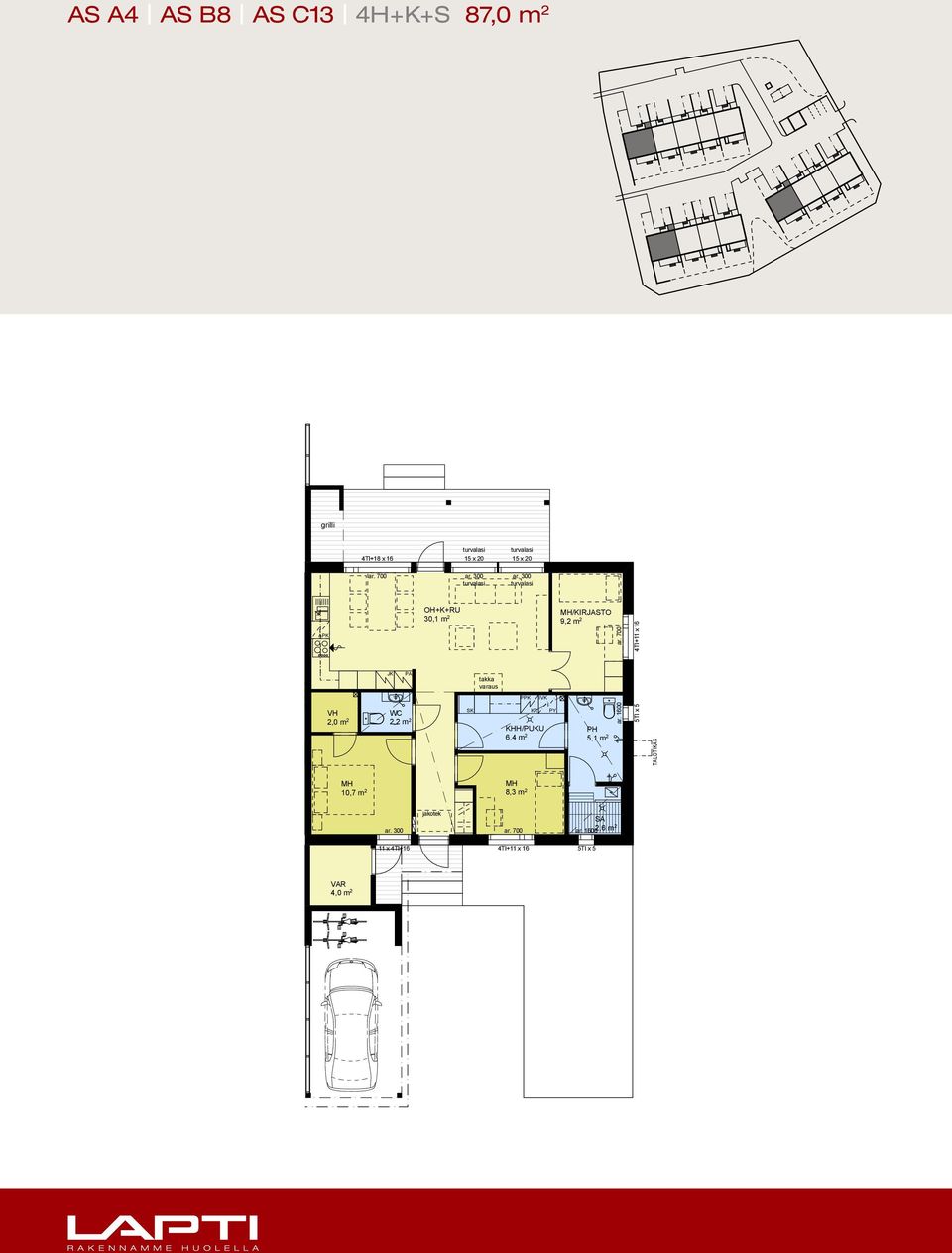 300 K OH+K+RU 30,1 m 2 /KIRJASTO 9,2 m 2 4TI+11 x 16 JK PA takka varaus PPK IVK VH 2,0 m 2 WC 2,2