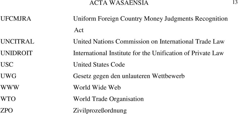 International Institute for the Unification of Private Law United States Code