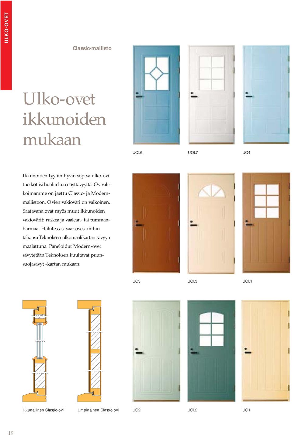 Saatavana ovat myös muut ikkunoiden vakiovärit: ruskea ja vaalean- tai tummanharmaa.
