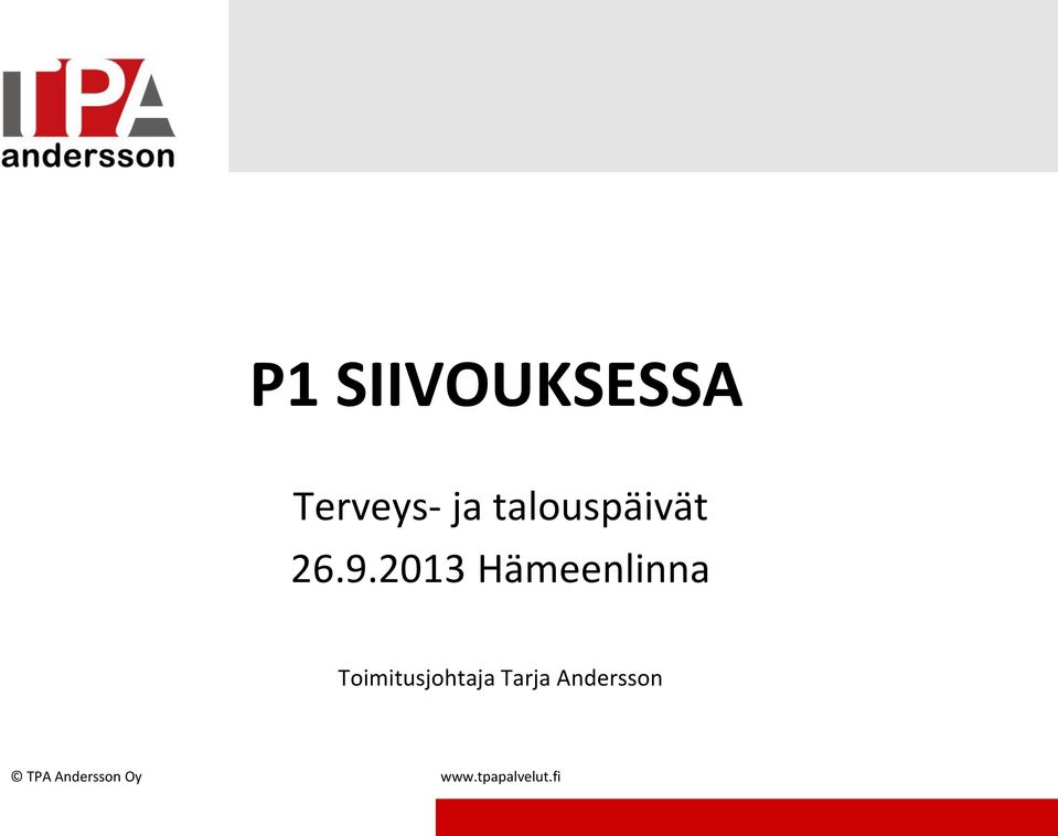 2013 Hämeenlinna Toimitusjohtaja