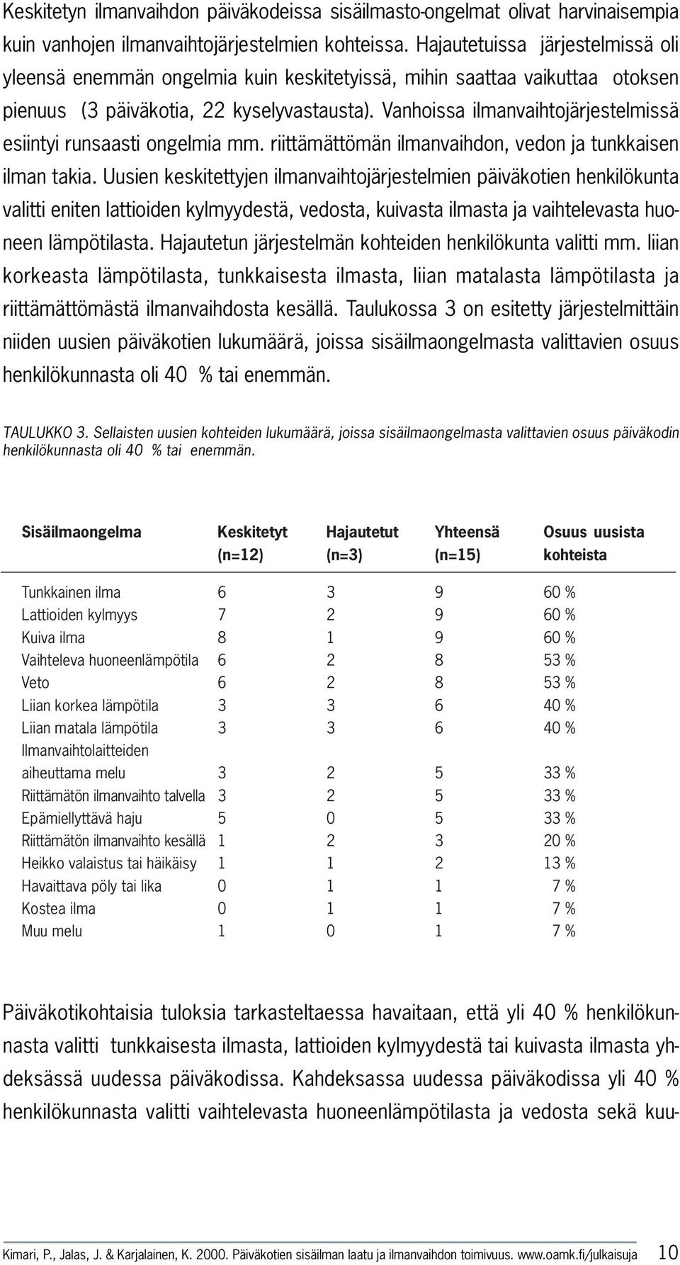 Vanhoissa ilmanvaihtojärjestelmissä esiintyi runsaasti ongelmia mm. riittämättömän ilmanvaihdon, vedon ja tunkkaisen ilman takia.