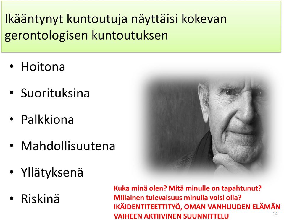minä olen? Mitä minulle on tapahtunut?