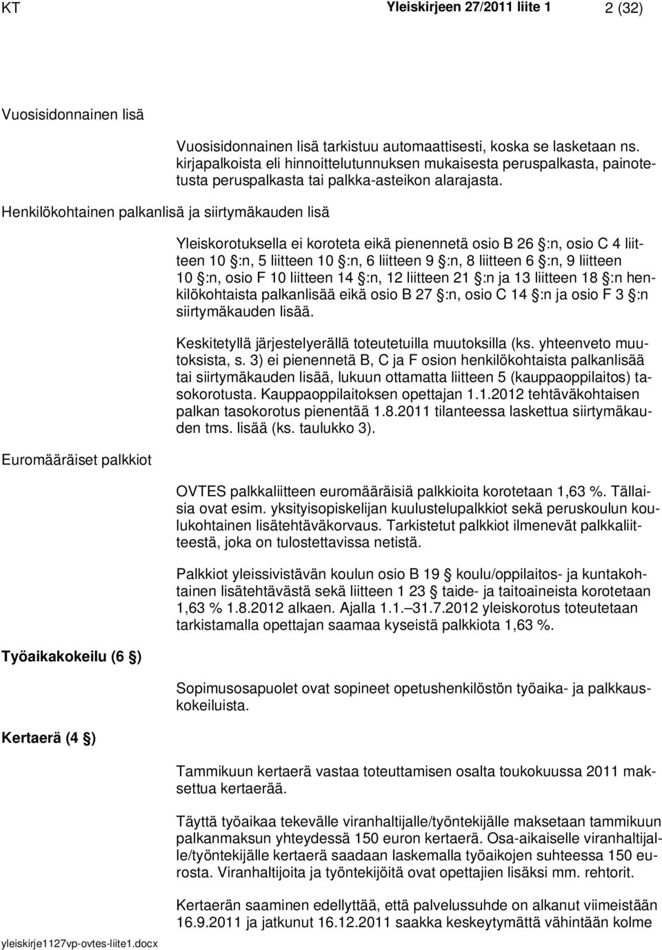 Yleiskorotuksella ei koroteta eikä pienennetä osio B 26 :n, osio C 4 liitteen 10 :n, 5 liitteen 10 :n, 6 liitteen 9 :n, 8 liitteen 6 :n, 9 liitteen 10 :n, osio F 10 liitteen 14 :n, 12 liitteen 21 :n