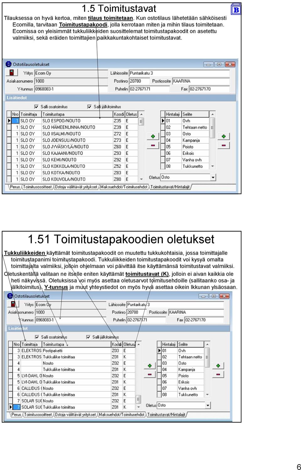 51 Toimitustapakoodien oletukset Tukkuliikkeiden käyttämät toimitustapakoodit on muutettu tukkukohtaisia, jossa toimittajalle toimitustapanimi toimitustapakoodi.