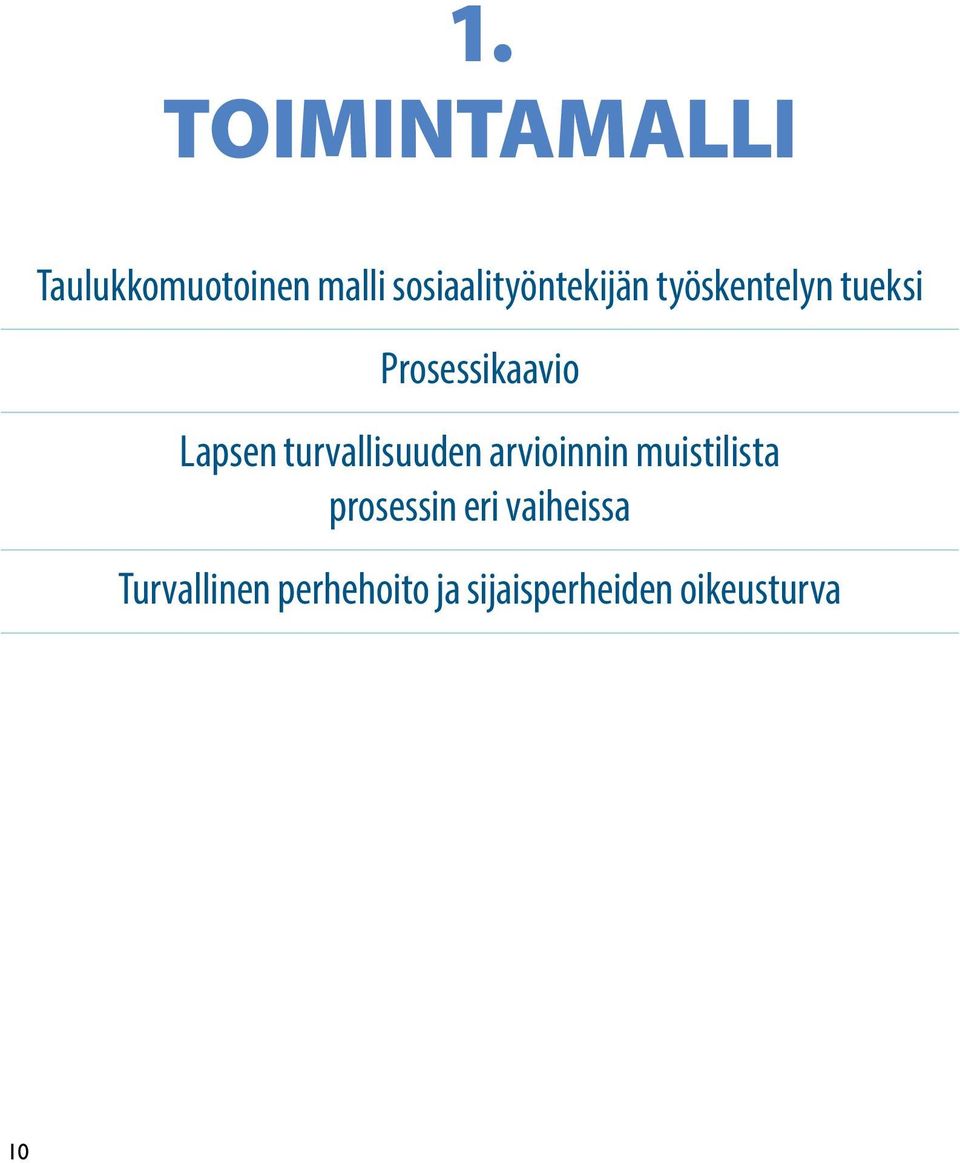 Lapsen turvallisuuden arvioinnin muistilista prosessin