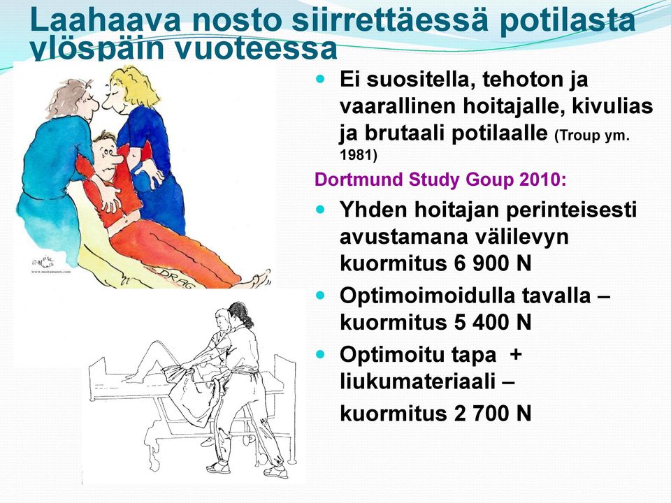 1981) Dortmund Study Goup 2010: Yhden hoitajan perinteisesti avustamana välilevyn