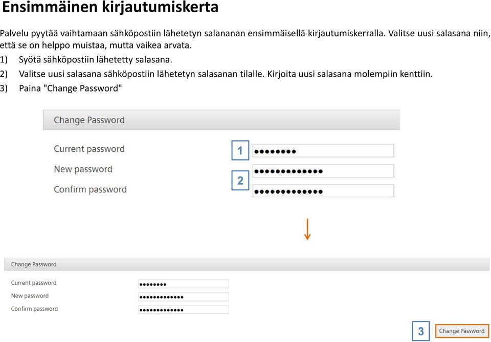 Valitse uusi salasana niin, että se on helppo muistaa, mutta vaikea arvata.