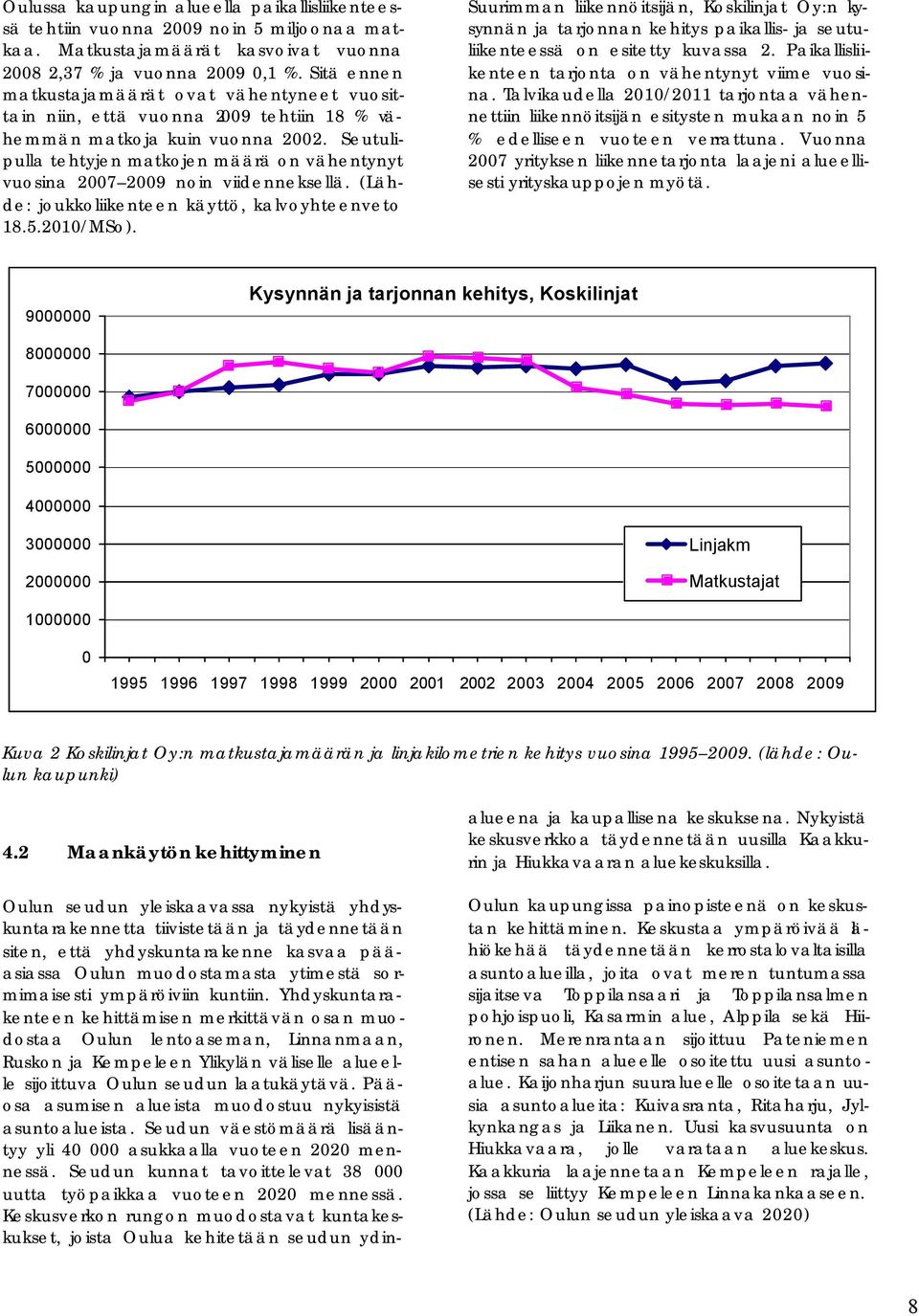 Seutulipulla tehtyjen matkojen määrä on vähentynyt vuosina 2007 2009 noin viidenneksellä. (Lähde: joukkoliikenteen käyttö, kalvoyhteenveto 18.5.2010/MSo).