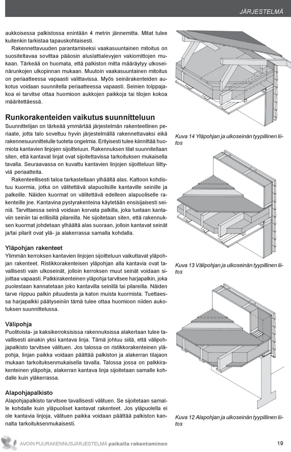 Tärkeää on huomata, että palkiston mitta määräytyy ulkoseinärunkojen ulkopinnan mukaan. Muutoin vaakasuuntainen mitoitus on periaatteessa vapaasti valittavissa.