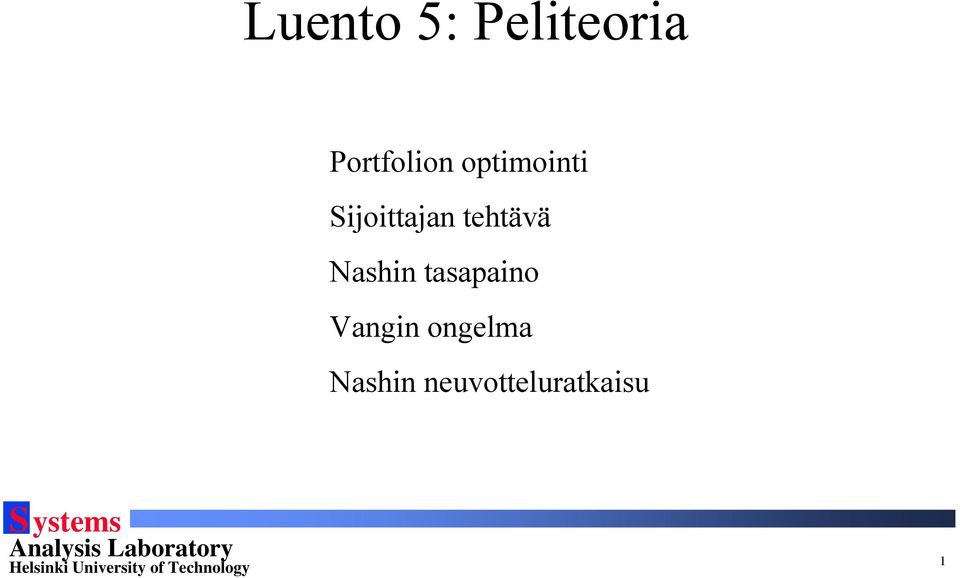 Sijoittajan tehtävä Nashin