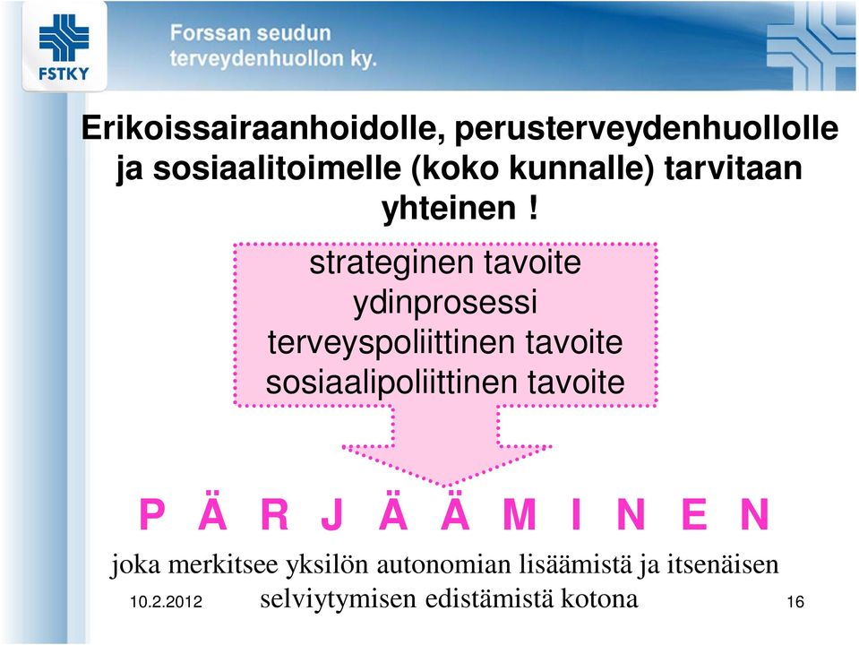 strateginen tavoite ydinprosessi terveyspoliittinen tavoite sosiaalipoliittinen