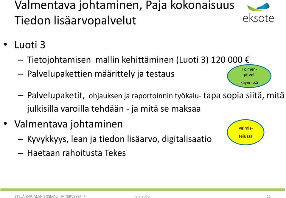 mitä julkisilla varoilla tehdään - ja mitä se maksaa Valmentava johtaminen Kyvykkyys, lean ja tiedon lisäarvo,