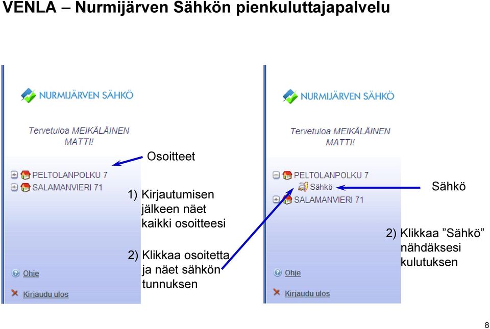 osoitteesi 2) Klikkaa osoitetta ja näet sähkön