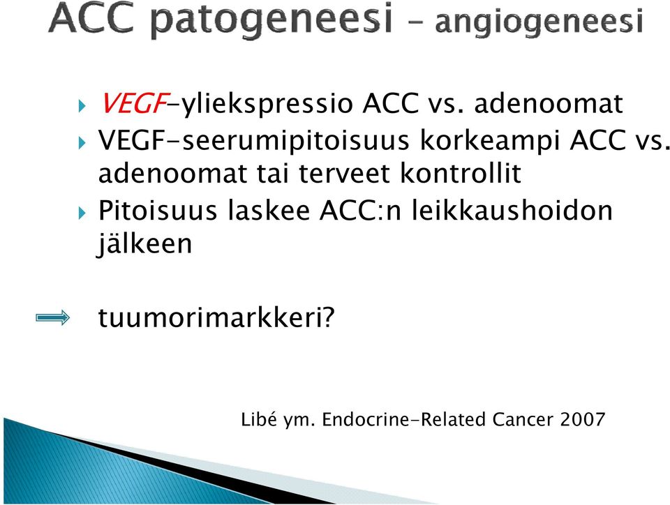 adenoomat tai terveet kontrollit Pitoisuus laskee