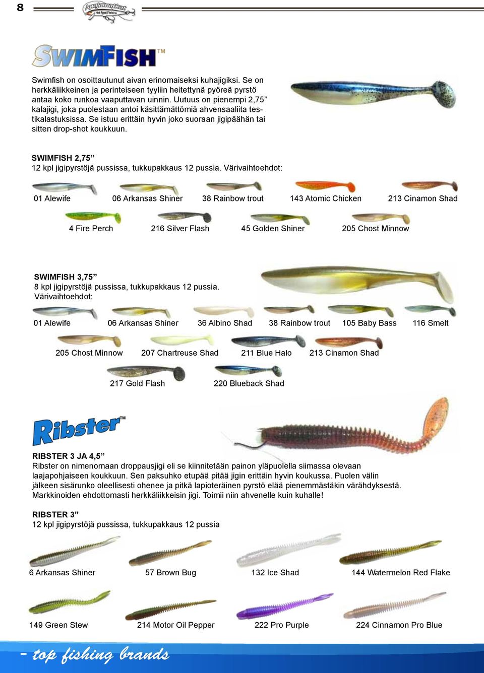 Swimfish 2,75 12 kpl jigipyrstöjä pussissa, tukkupakkaus 12 pussia.