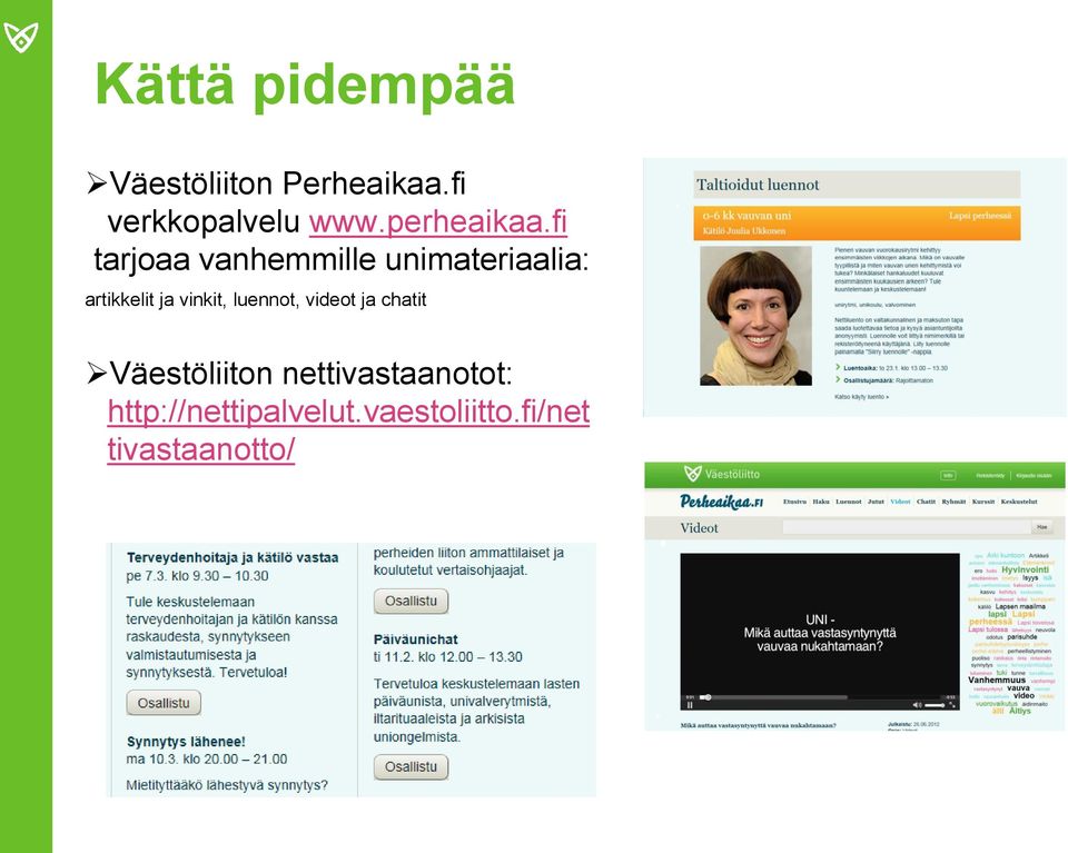 fi tarjoaa vanhemmille unimateriaalia: artikkelit ja vinkit,