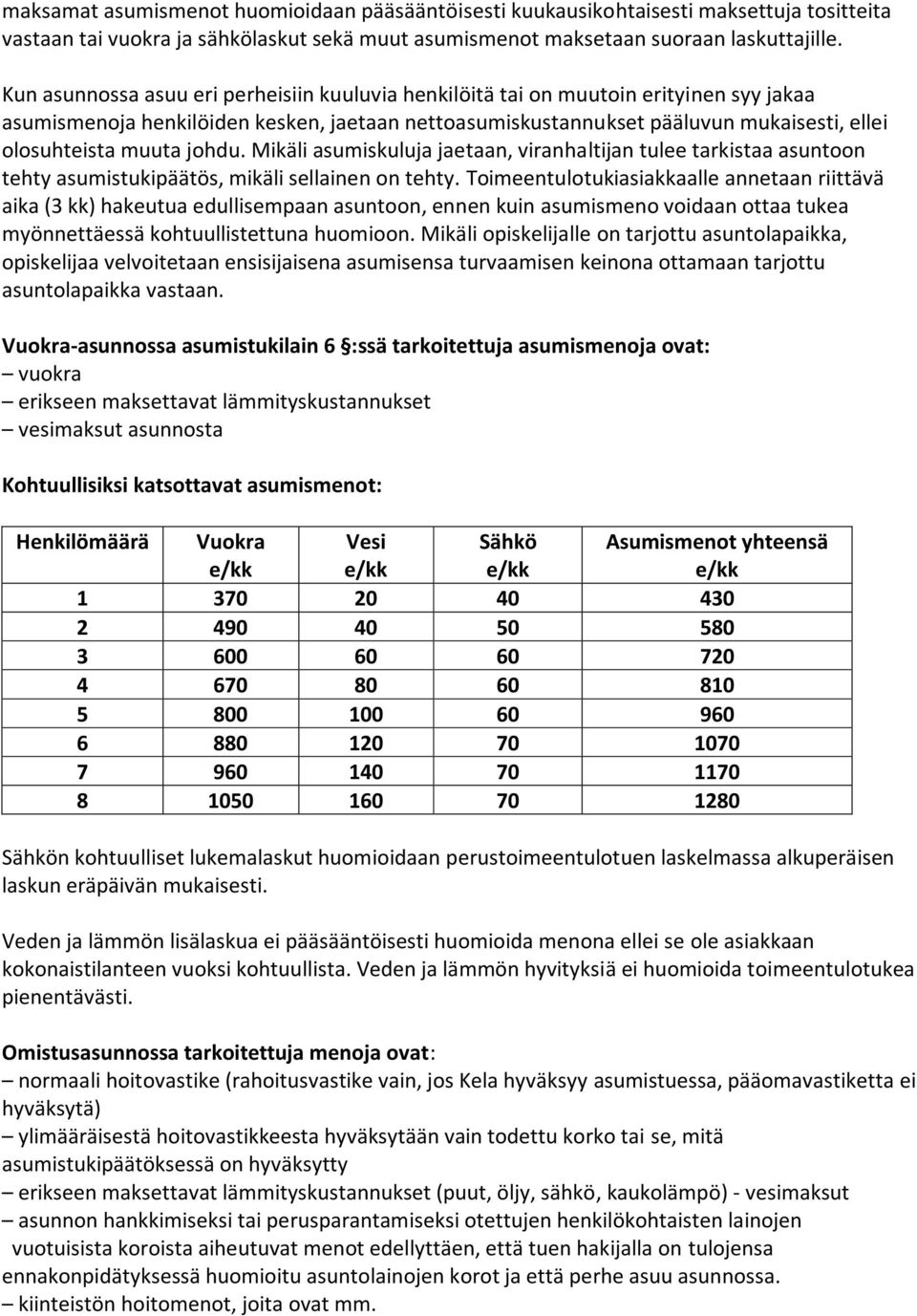 johdu. Mikäli asumiskuluja jaetaan, viranhaltijan tulee tarkistaa asuntoon tehty asumistukipäätös, mikäli sellainen on tehty.