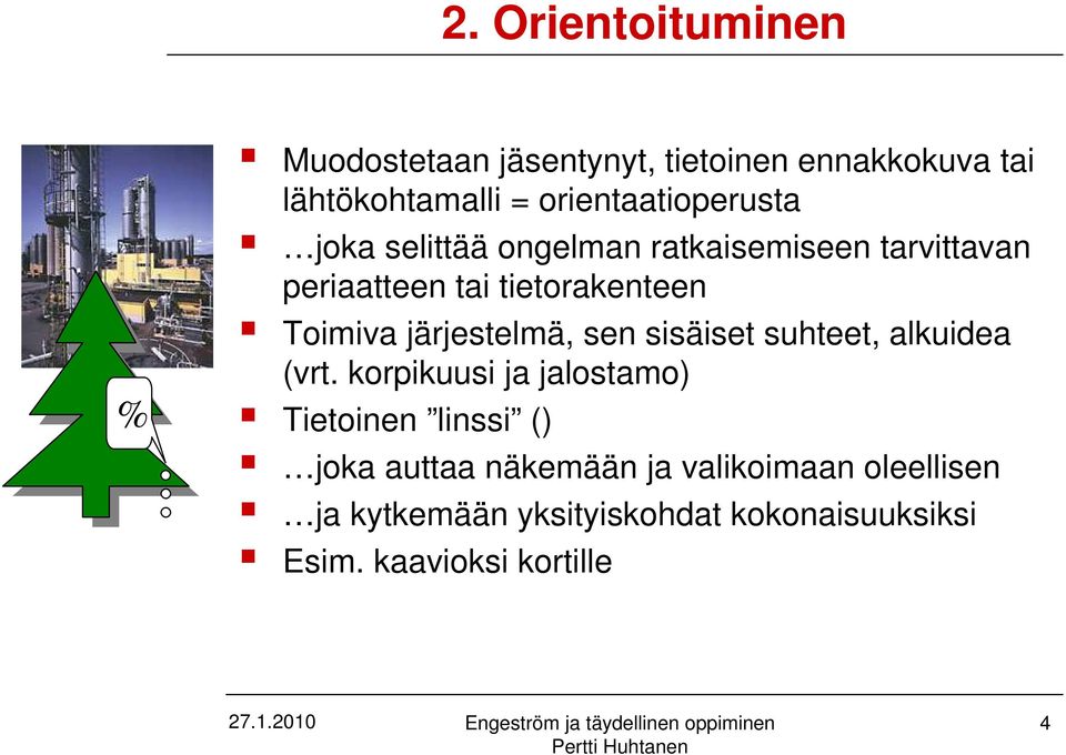 Toimiva järjestelmä, sen sisäiset suhteet, alkuidea (vrt.