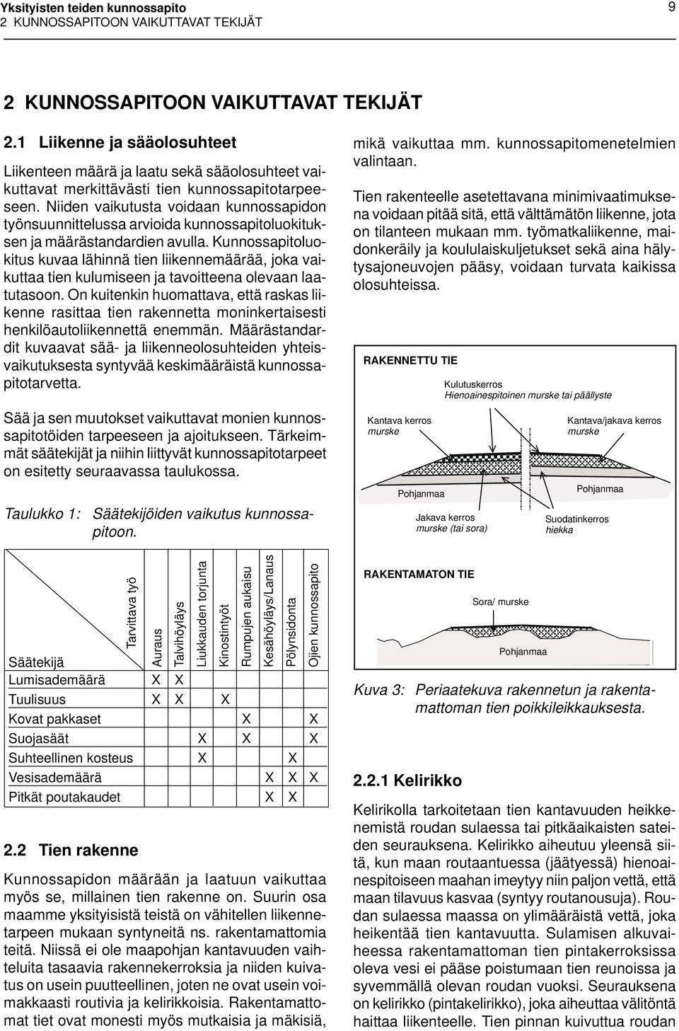 Niiden vaikutusta voidaan kunnossapidon työnsuunnittelussa arvioida kunnossapitoluokituksen ja määrästandardien avulla.