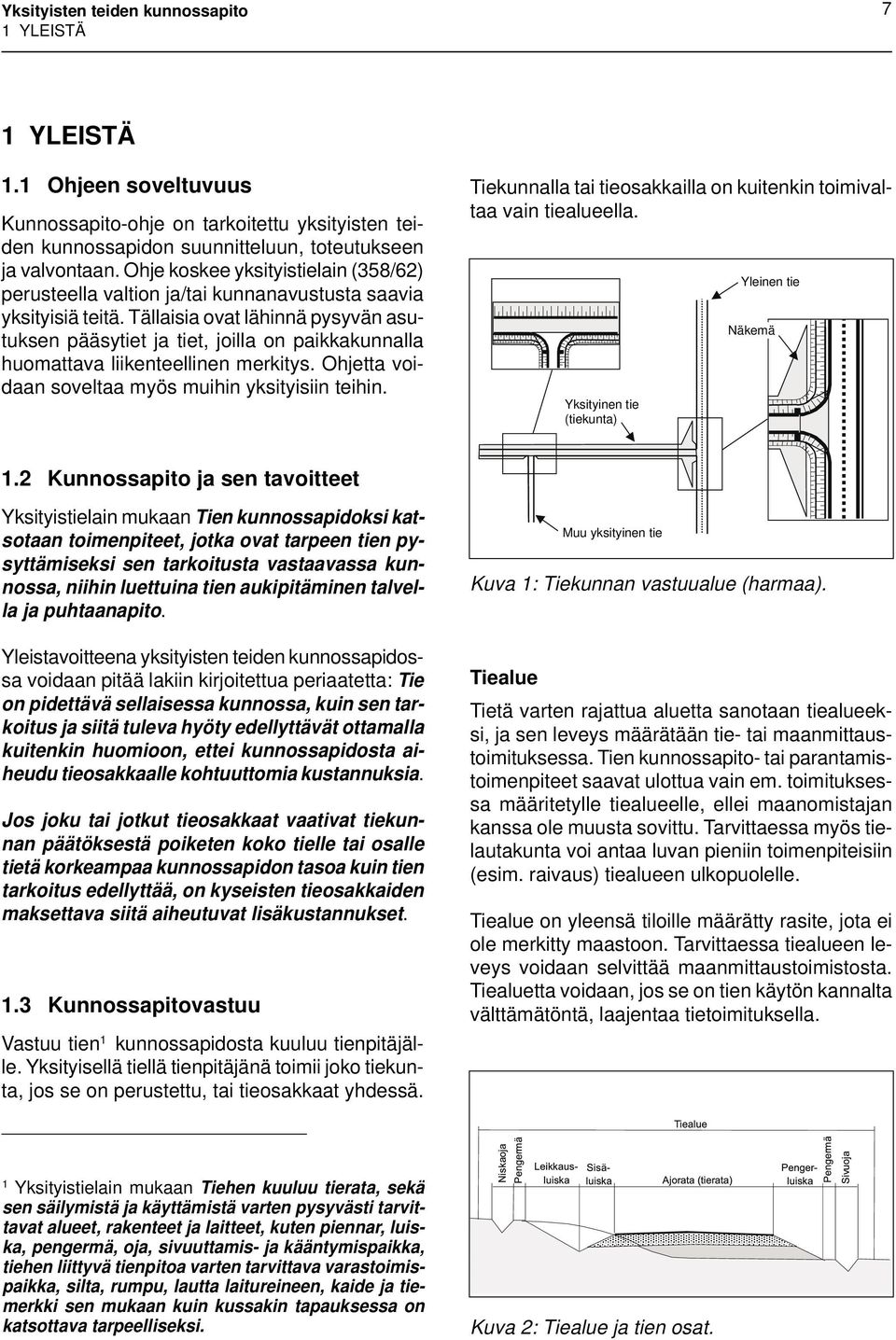 Tällaisia ovat lähinnä pysyvän asutuksen pääsytiet ja tiet, joilla on paikkakunnalla huomattava liikenteellinen merkitys. Ohjetta voidaan soveltaa myös muihin yksityisiin teihin.