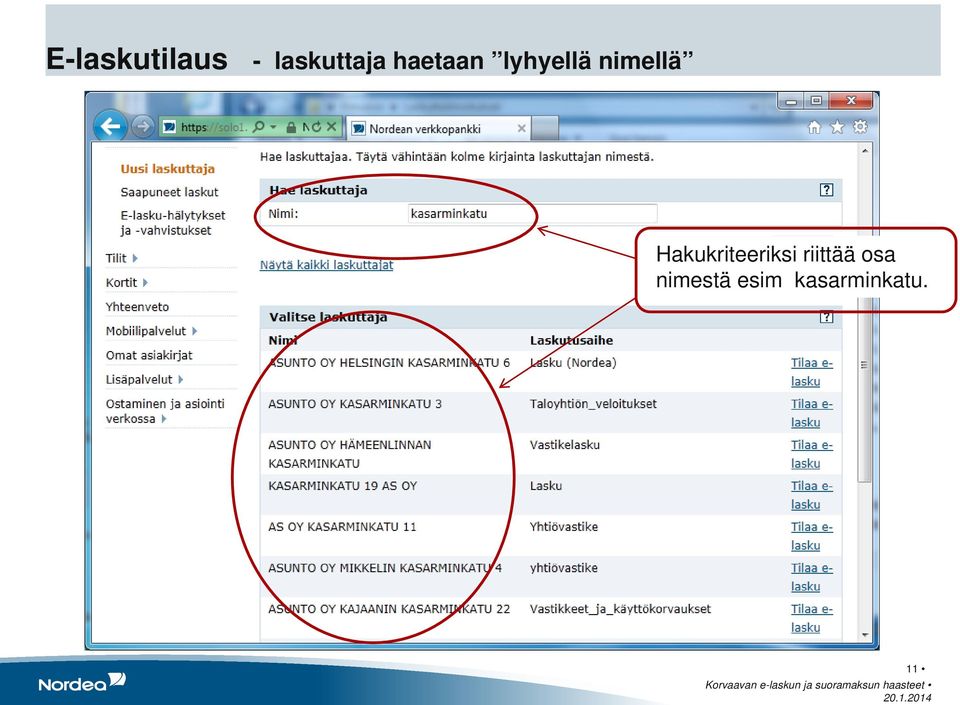 Hakukriteeriksi riittää osa