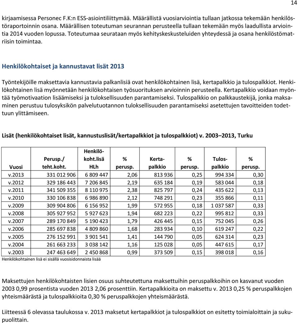 Toteutumaa seurataan myös kehityskeskusteluiden yhteydessä ja osana henkilöstömatriisin toimintaa.