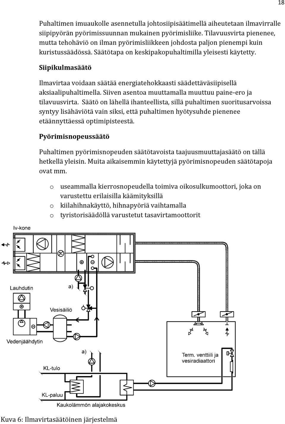 Siipikulmasäätö Ilmavirtaa voidaan säätää energiatehokkaasti säädettäväsiipisellä aksiaalipuhaltimella. Siiven asentoa muuttamalla muuttuu paine-ero ja tilavuusvirta.