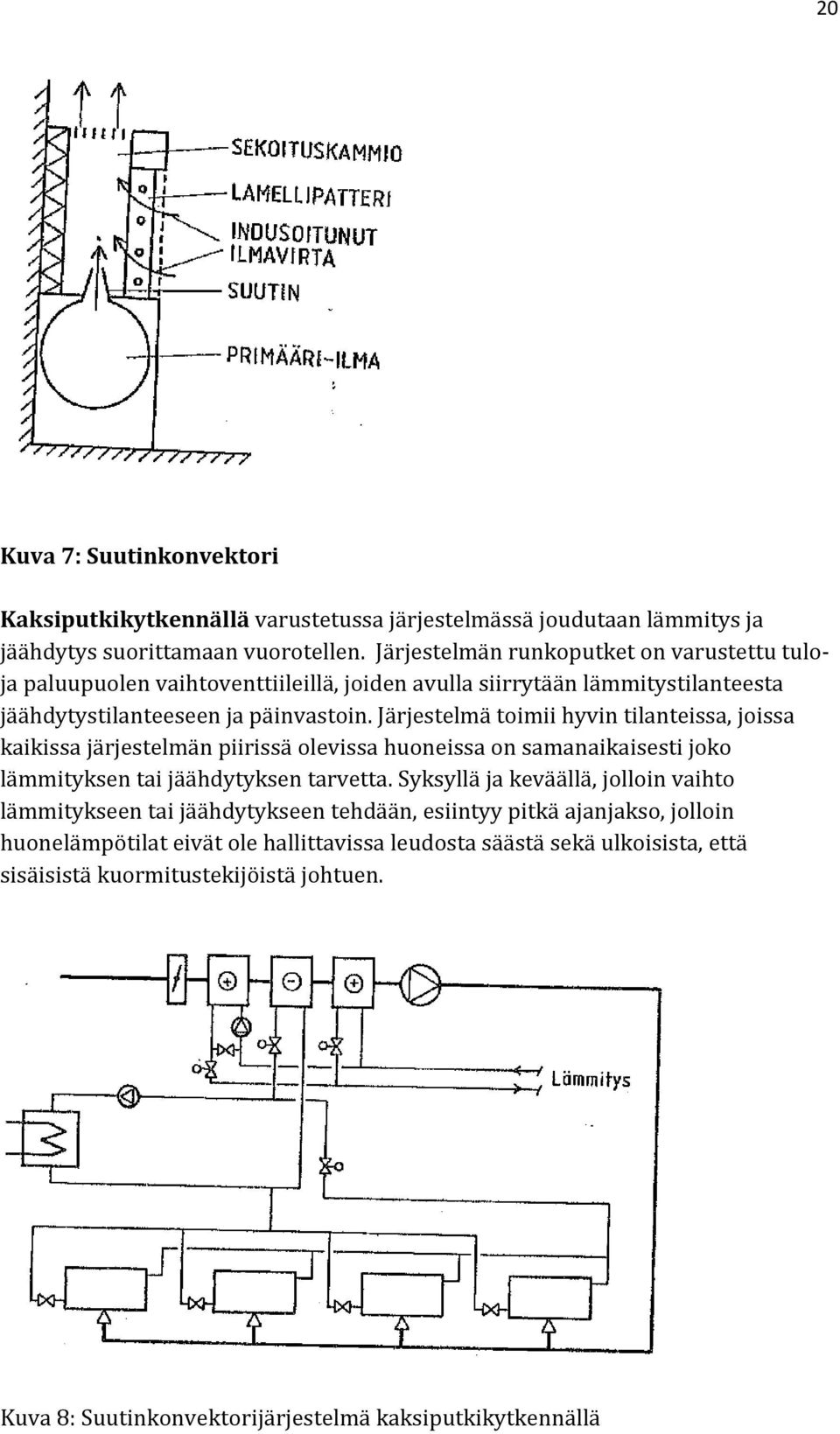 Järjestelmä toimii hyvin tilanteissa, joissa kaikissa järjestelmän piirissä olevissa huoneissa on samanaikaisesti joko lämmityksen tai jäähdytyksen tarvetta.