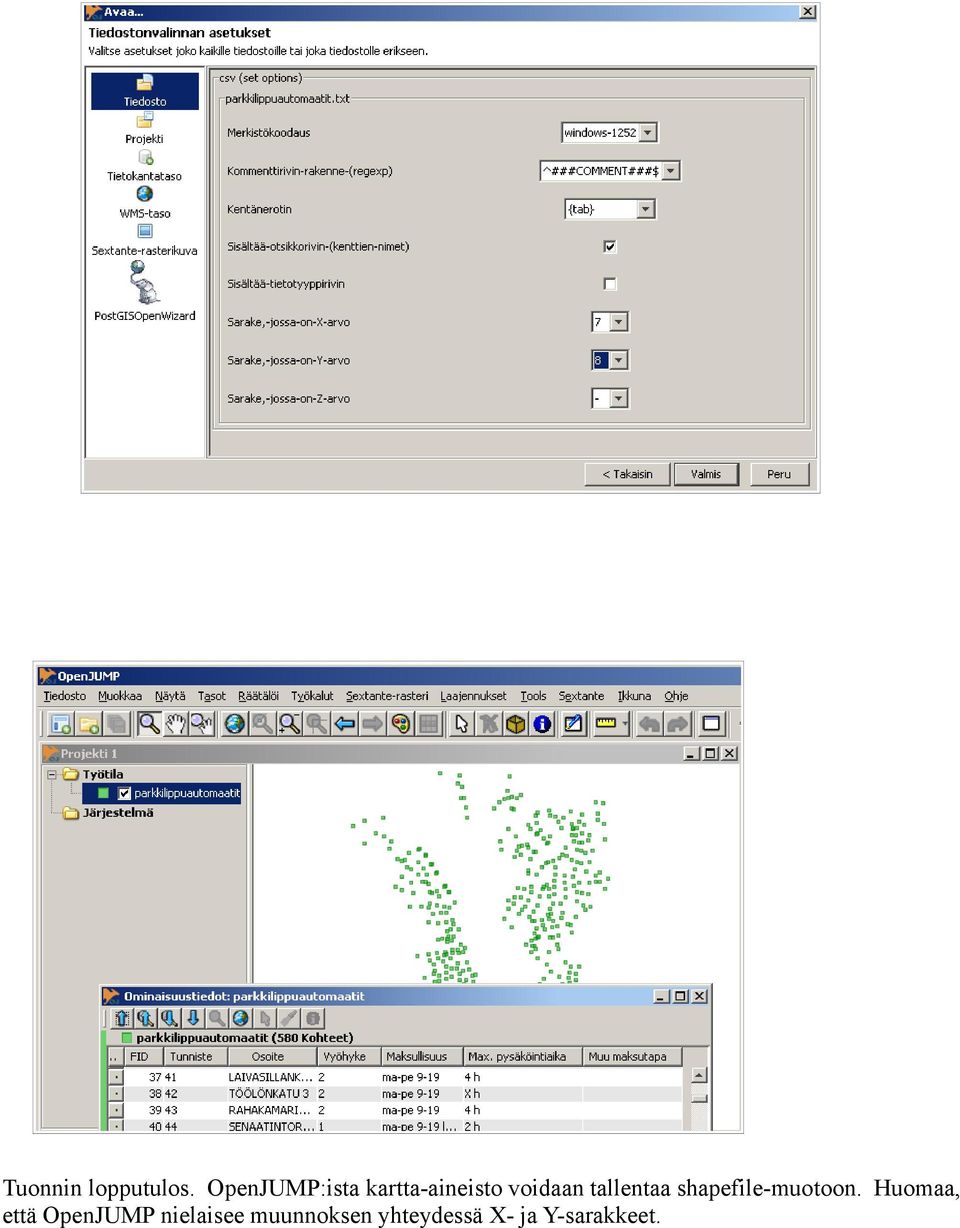 tallentaa shapefile-muotoon.