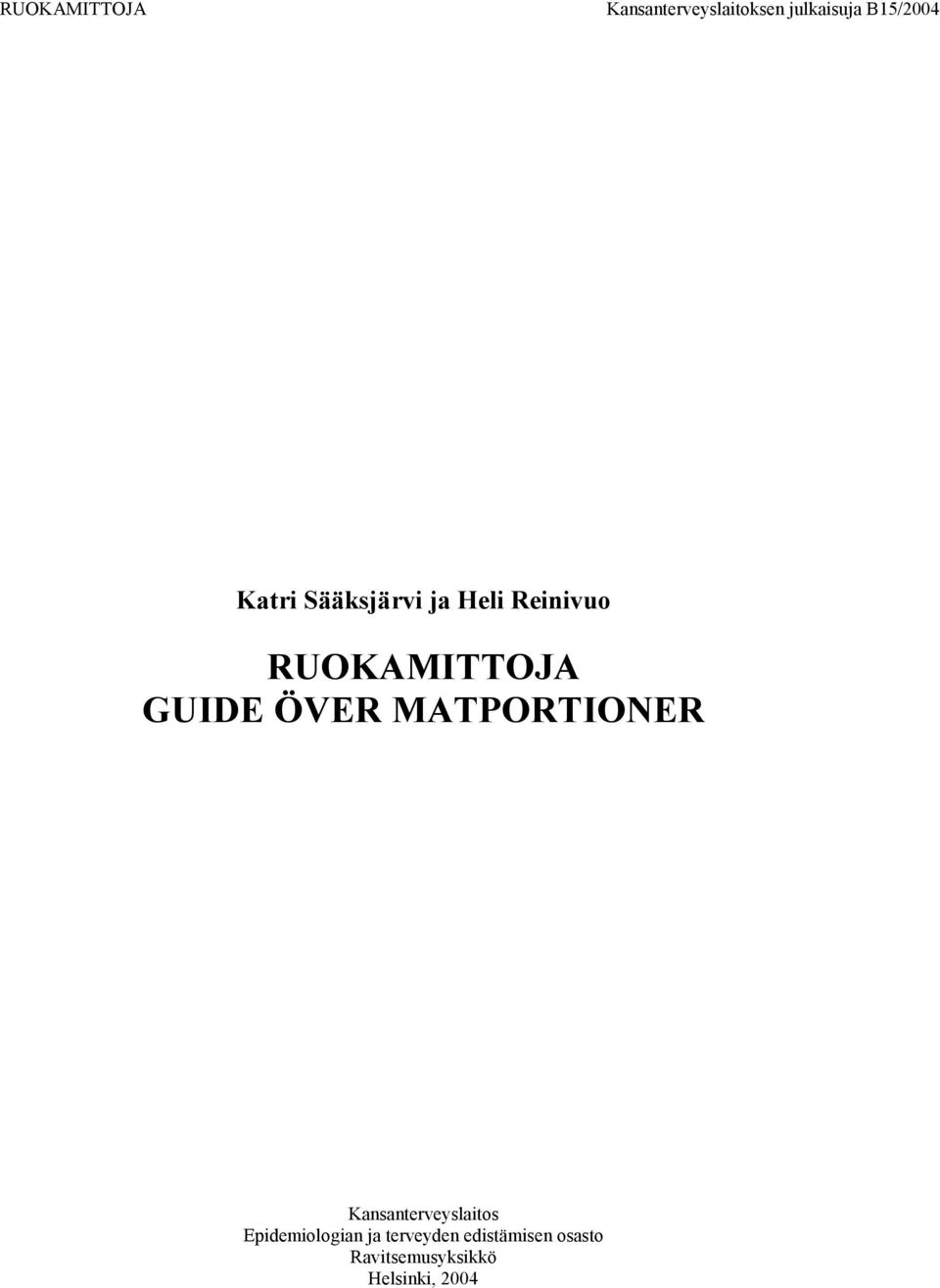 Kansanterveyslaitos Epidemiologian ja