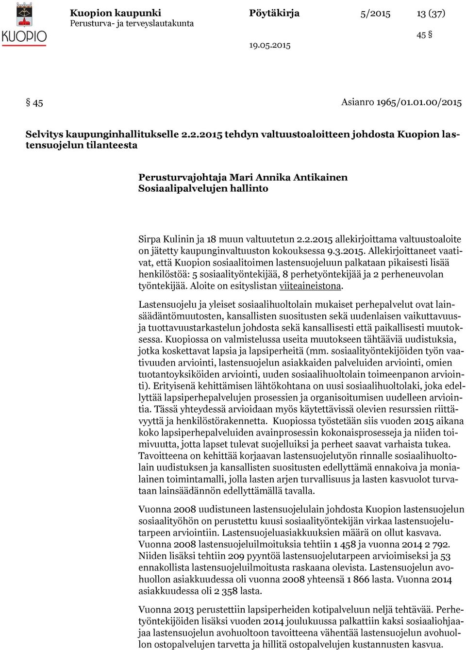 15 Selvitys kaupunginhallitukselle 2.