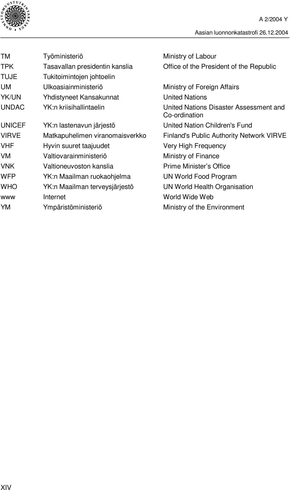 terveysjärjestö Internet Ympäristöministeriö Ministry of Labour Office of the President of the Republic Ministry of Foreign Affairs United Nations United Nations Disaster Assessment and Co-ordination