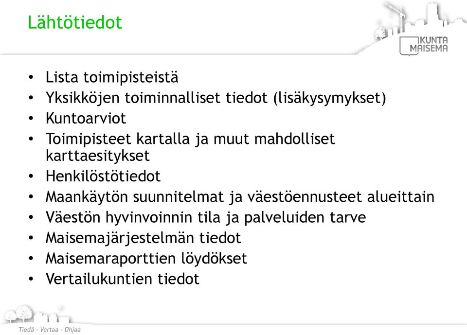 Maankäytön suunnitelmat ja väestöennusteet alueittain Väestön hyvinvoinnin tila ja
