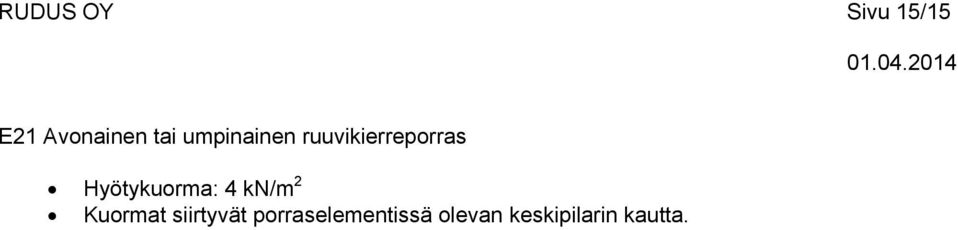 ruuvikierreporras Kuormat