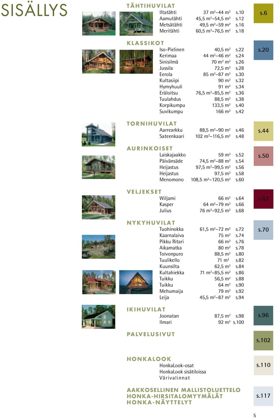 36 Tuulahdus 88,5 m 2 s.38 Korpikumpu 133,5 m 2 s.40 Suvikumpu 166 m 2 s.42 TORNIHUVILAT Aarrearkku 88,5 m 2 90 m 2 s.46 Sateenkaari 102 m 2 116,5 m 2 s.48 AURINKOISET Laiskajaakko 59 m 2 s.