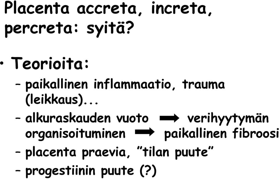 .. verihyytymän alkuraskauden vuoto organisoituminen