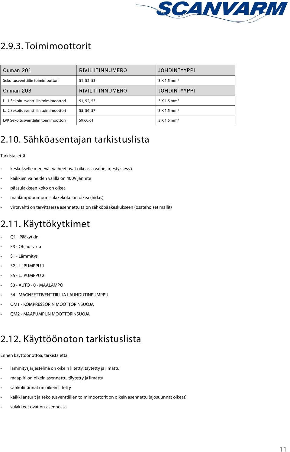 53 3 X 1,5 mm 2 LJ 2 Sekoitusventtiilin toimimoottori 55, 56, 57 3 X 1,5 mm 2 LVK Sekoitusventtiilin toimimoottori 59,60,61 3 X 1,5 mm 2 2.10.