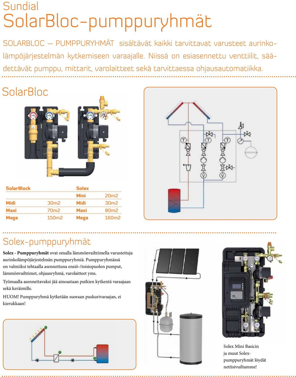 SolarBloc SolarBlock Solex Mini 20m2 Midi 30m2 Midi 30m2 Maxi 70m2 Maxi 80m2 Mega 150m2 Mega 160m2 Solex-pumppuryhmät Solex Valitse - Pumppuryhmät Premium!
