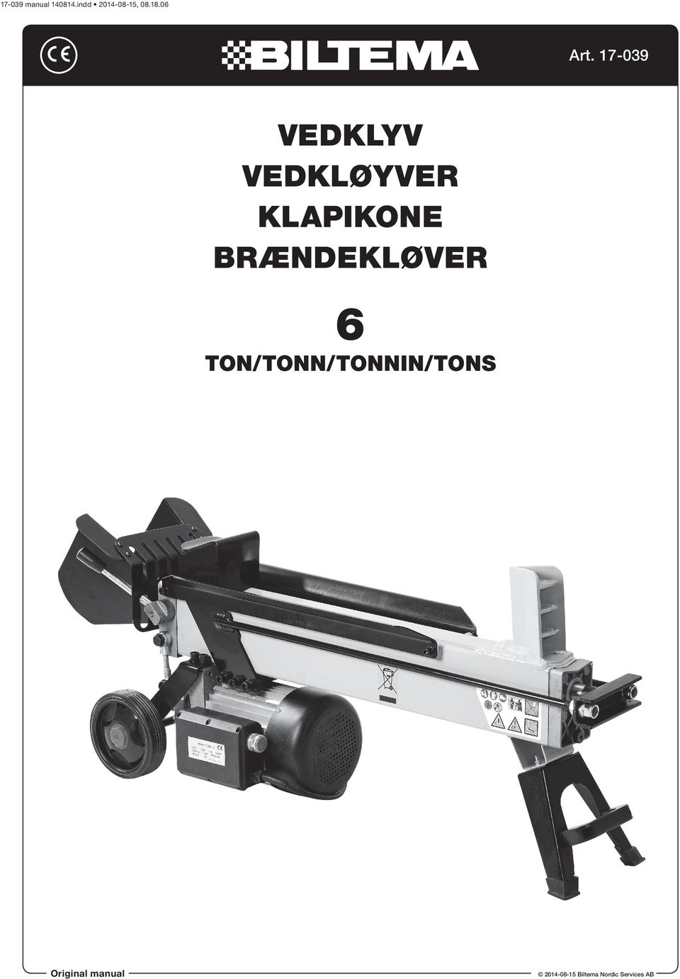 Brændekløver 6 ton/tonn/tonnin/tons
