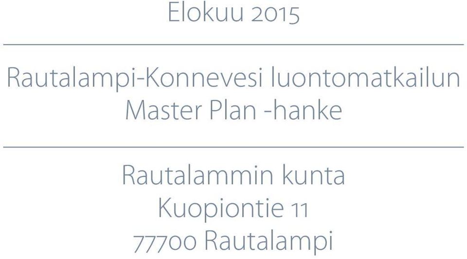 luontomatkailun Master Plan