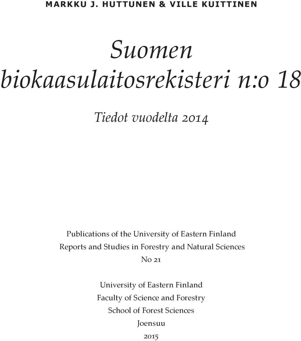 vuodelta 2014 Publications of the University of Eastern Finland Reports and