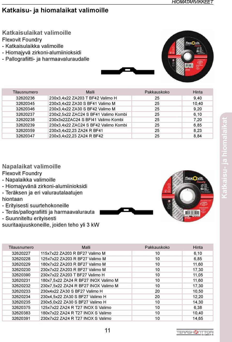 230x2,5x22 ZAC24 S BF41 Valimo Kombi 25 6,10 32620238 230x3x22ZAC24 S BFI41 Valimo Kombi 25 7,20 32620239 230x3,4x22 ZAC24 S BF42 Valimo Kombi 25 6,85 32620359 230x3,4x22,23 ZA24 R BF41 25 8,23