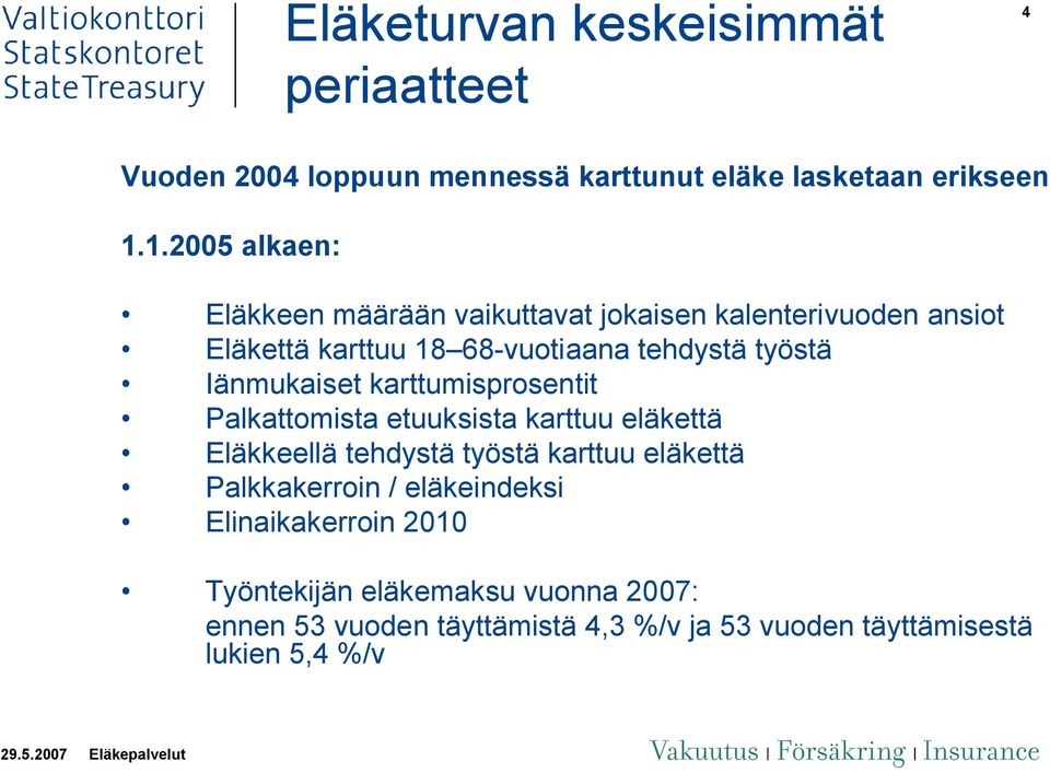 Iänmukaiset karttumisprosentit Palkattomista etuuksista karttuu eläkettä Eläkkeellä tehdystä työstä karttuu eläkettä